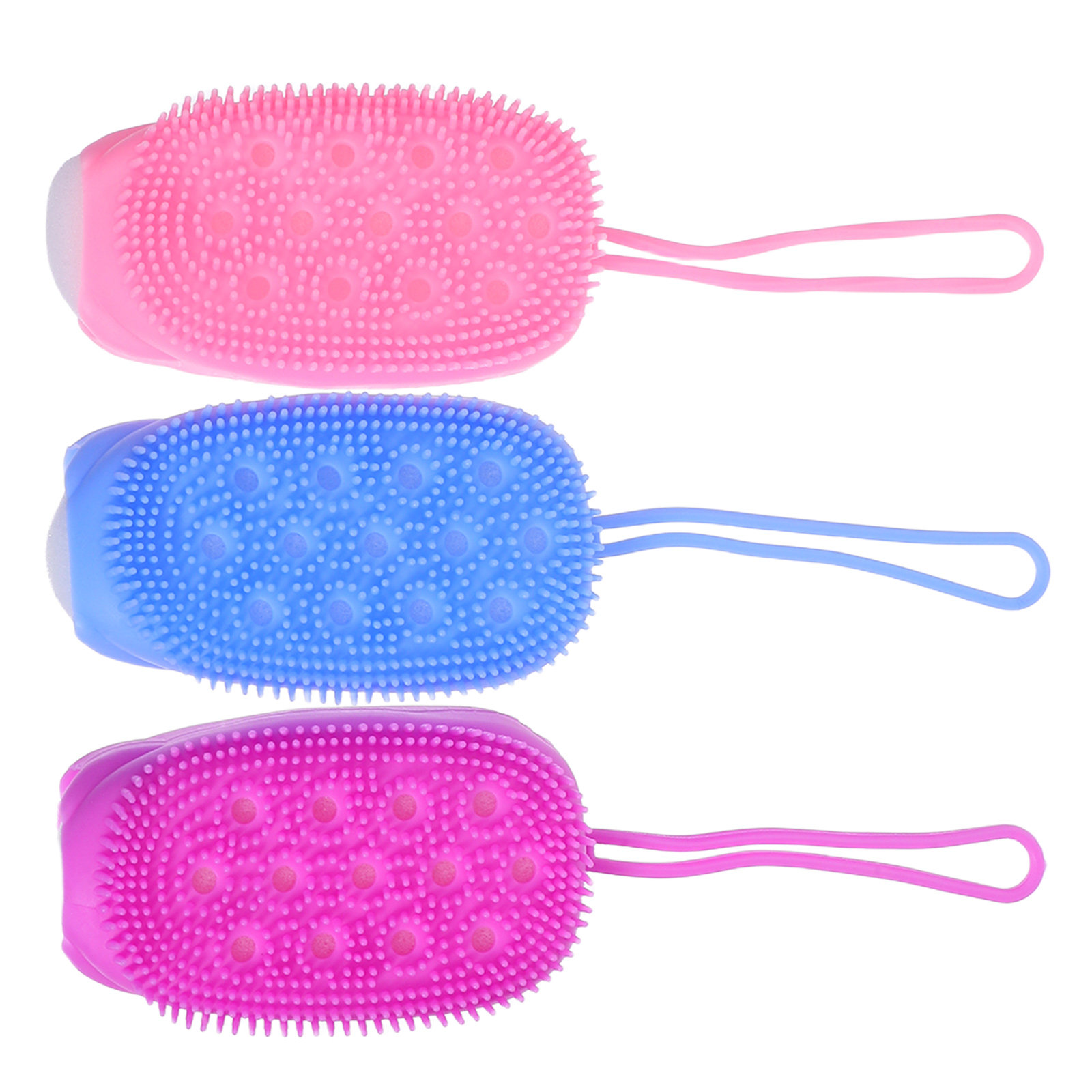 Body Brush - 3 Stück Silikon-Körperpeeling-Bürste, doppelseitiger Duschschwamm, sanfte