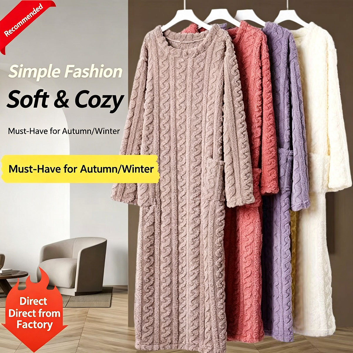 Winter-Korallen-Samt-Nachthemd – Bathrobe Bewertung und Preis